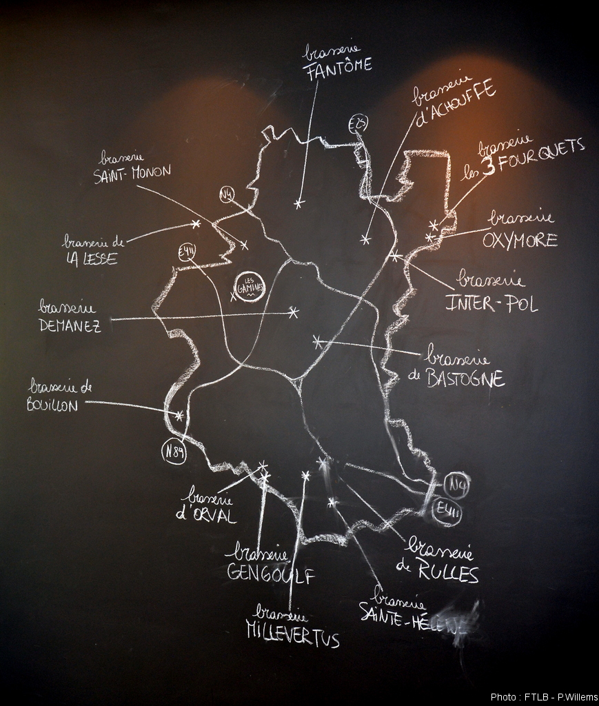 la carte des brasseries du Luxembourg belge